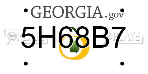 5H68B7 Georgia License Plate