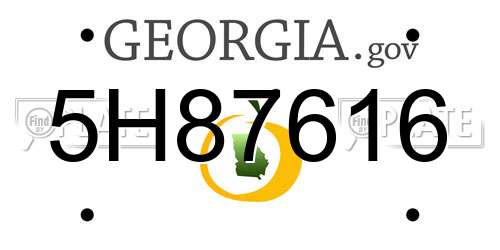 5H87616 Georgia License Plate
