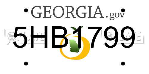5HB1799 Georgia License Plate