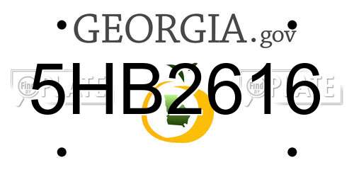 5HB2616 Georgia License Plate
