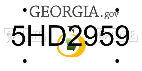 5HD2959 Georgia License Plate