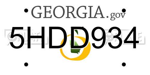 5HDD934 Georgia License Plate