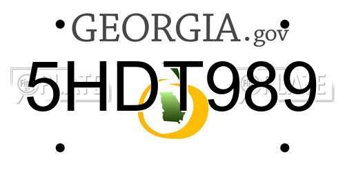 5HDT989 Georgia License Plate