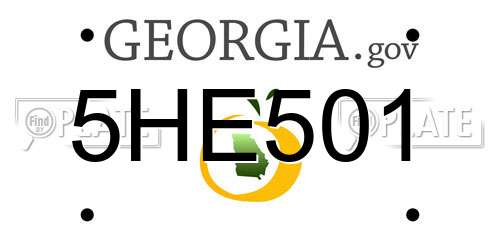 5HE501 Georgia License Plate