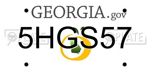 5HGS57 Georgia License Plate