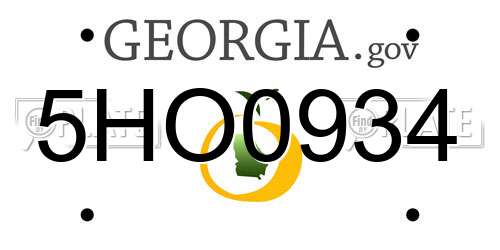 5HO0934 Georgia License Plate