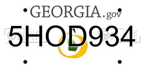 5HOD934 Georgia License Plate