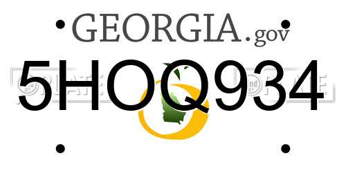5HOQ934 Georgia License Plate