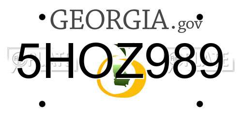 5HOZ989 Georgia License Plate