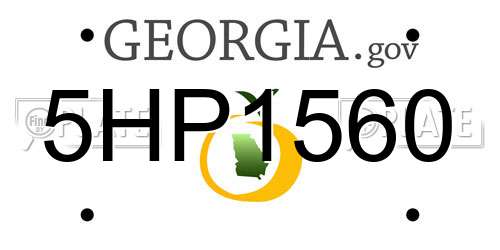 5HP1560 Georgia License Plate