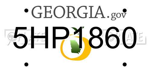 5HP1860 Georgia License Plate