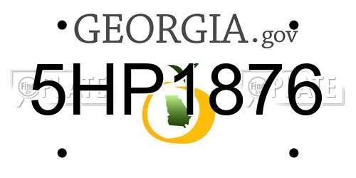 5HP1876 Georgia License Plate