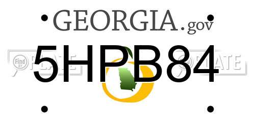 5HPB84 Georgia License Plate