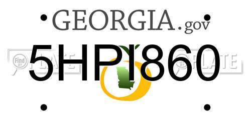 5HPI860 Georgia License Plate