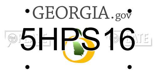 5HPS16 Georgia License Plate