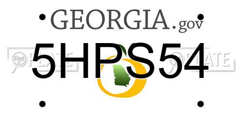 5HPS54 Georgia License Plate