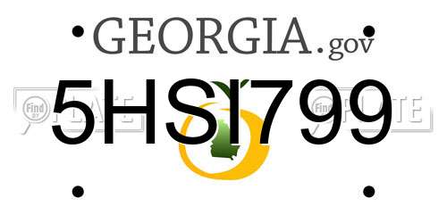 5HSI799 Georgia License Plate