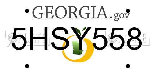 5HSY558 Georgia License Plate
