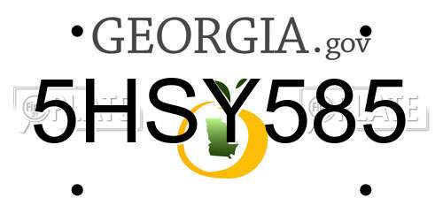 5HSY585 Georgia License Plate