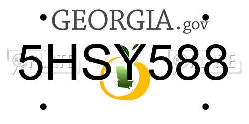 5HSY588 Georgia License Plate