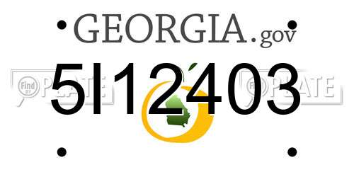 5I12403 Georgia License Plate