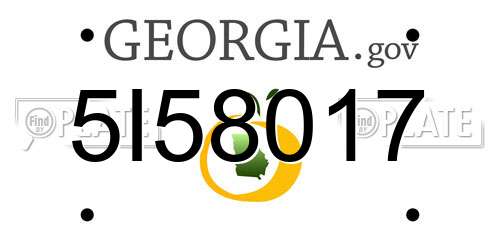5I58017 Georgia License Plate