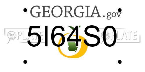 5I64S0 Georgia License Plate