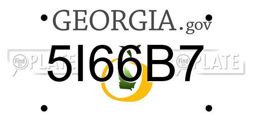 5I66B7 Georgia License Plate