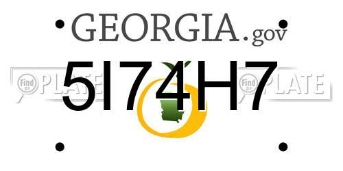 5I74H7 Georgia License Plate