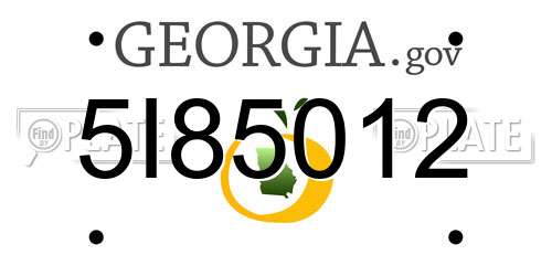5I85012 Georgia License Plate