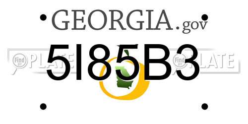 5I85B3 Georgia License Plate