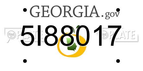 5I88017 Georgia License Plate