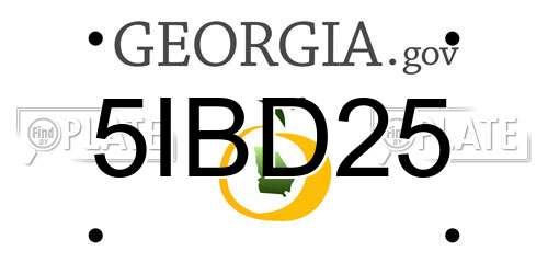 5IBD25 Georgia License Plate
