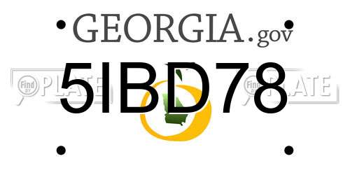 5IBD78 Georgia License Plate