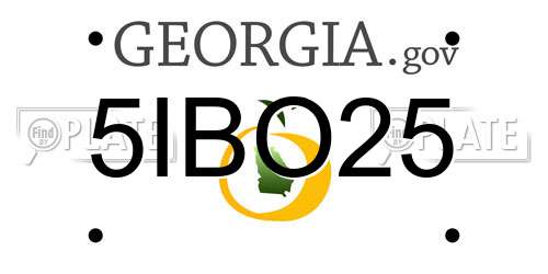5IBO25 Georgia License Plate