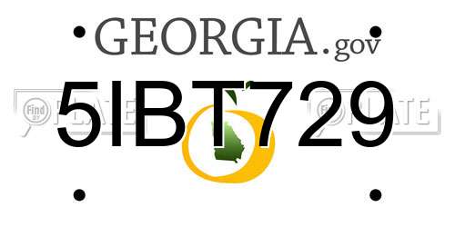 5IBT729 Georgia License Plate