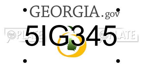 5IG345 Georgia License Plate