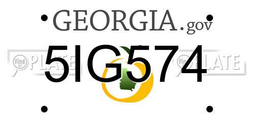 5IG574 Georgia License Plate
