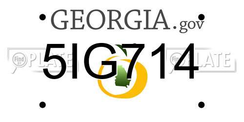 5IG714 Georgia License Plate