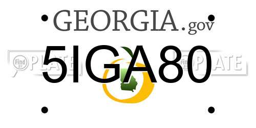 5IGA80 Georgia License Plate