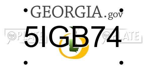 5IGB74 Georgia License Plate