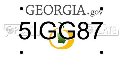 5IGG87 Georgia License Plate
