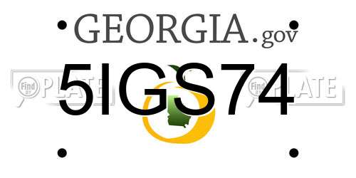 5IGS74 Georgia License Plate
