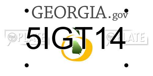 5IGT14 Georgia License Plate