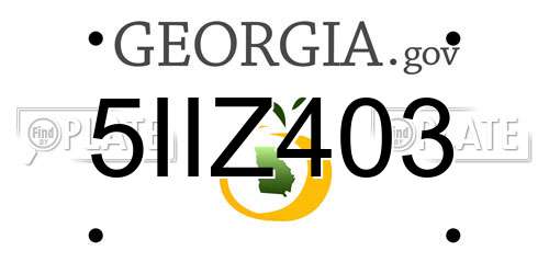 5IIZ403 Georgia License Plate
