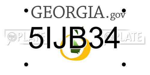 5IJB34 Georgia License Plate