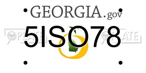 5ISO78 Georgia License Plate