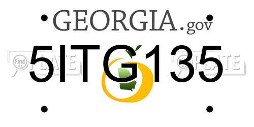 5ITG135 Georgia License Plate