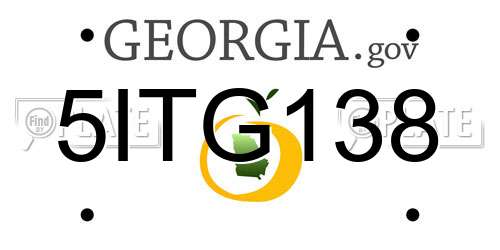 5ITG138 Georgia License Plate