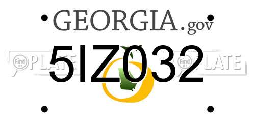 5IZ032 Georgia License Plate